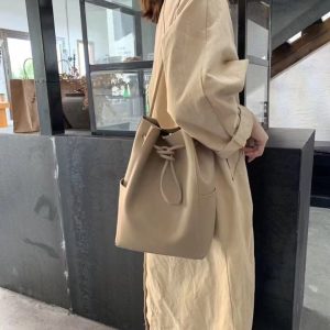 Women's Elegant Bucket Handbag - Chic Tote with Open Top, Coffee Brown/Beige/Black/, for Everyday, Office, Formal Events - Durable Women's Purse, Versatile Bag, Minimalist Design, Sturdy Construction, Spacious Bag, Fashion Lovers
