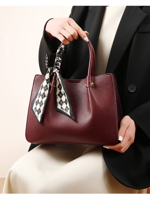 Women's Elegant Synthetic Leather Handbag - Convertible Shoulder Bag or Clutch, Open Top Everyday & Formal Purse Black/Muted Gray/Beige/Wine Red - European Collection Women's Luxury Wallet, Ladies Handbags, Detachable Strap Feature, Oiledged Finish - Image 11