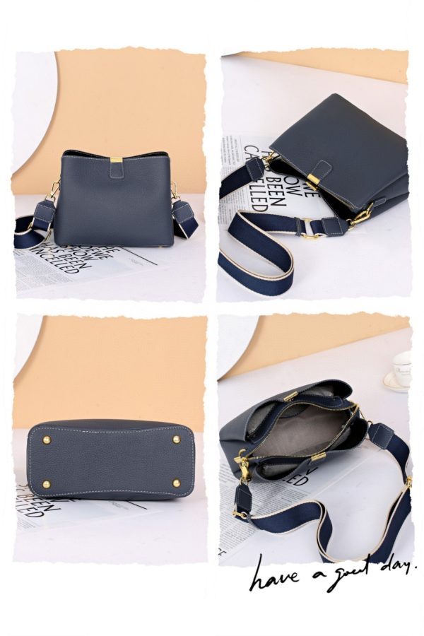 Elegant Women'S Crossbody Bag with Adjustable Strap, Golden-Tone Hardware & Canvas Lining - Light Blue & Beige Options for Casual or Formal Occasions, Versatile Shoulder Bag, Sophisticated Design, Smooth Texture - Image 4